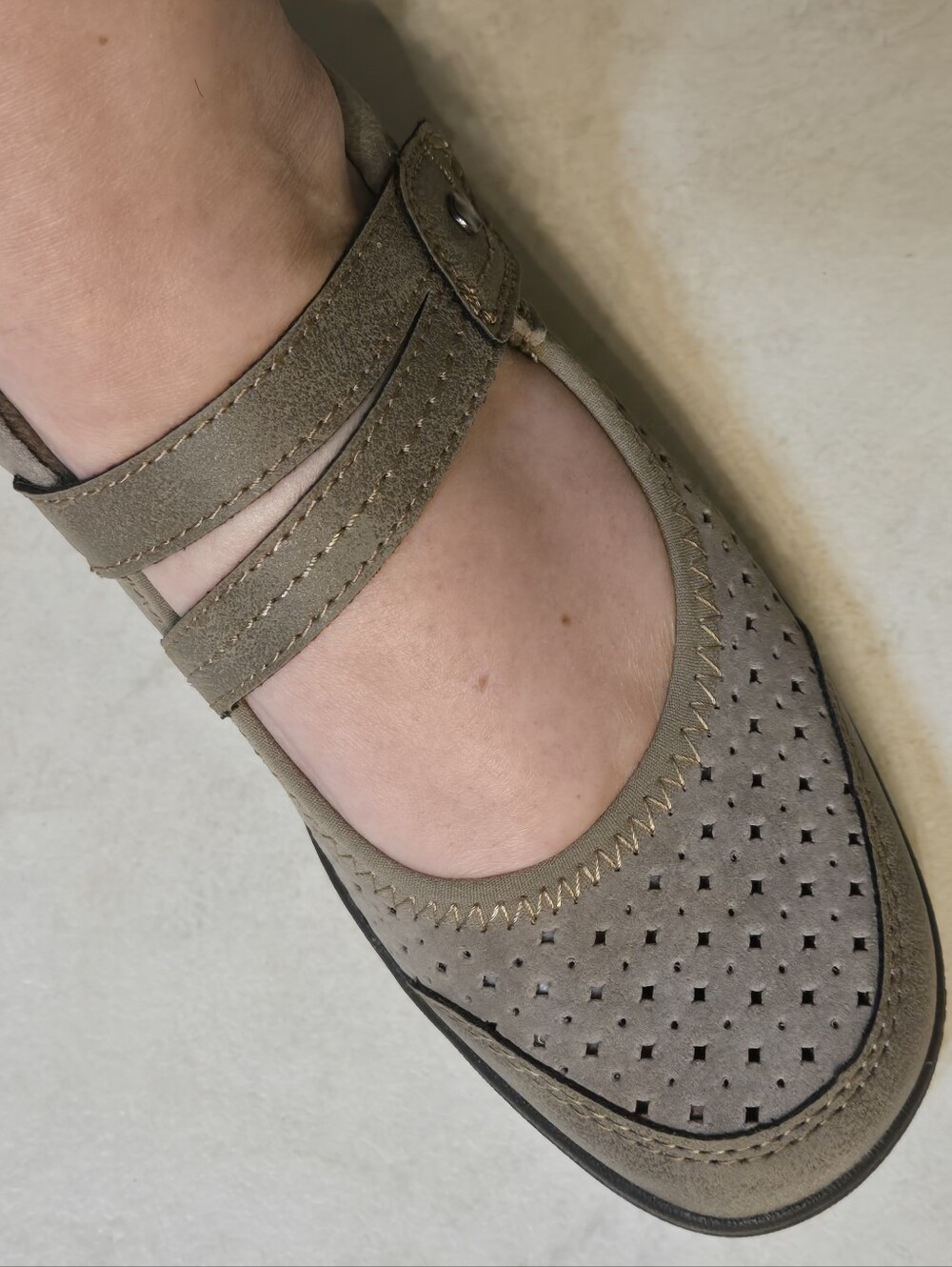 Women's Dark Beige Mary Jane Shoes - Picture 15 of 15